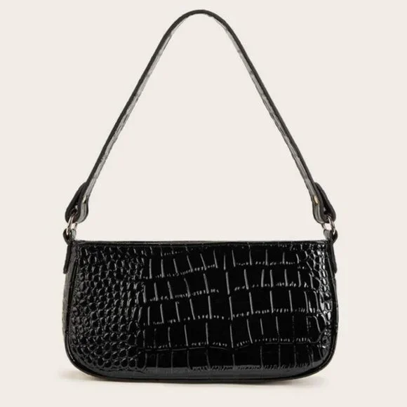 Faux leather baguette bag hot sale